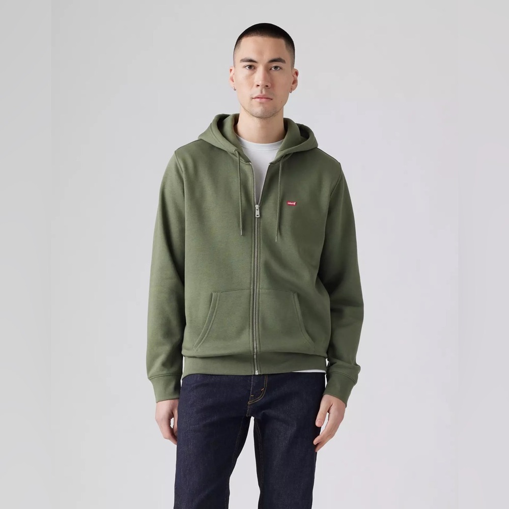 Levi’s Mens Zip Up Hoodie Sweatshirt Olive New Size L